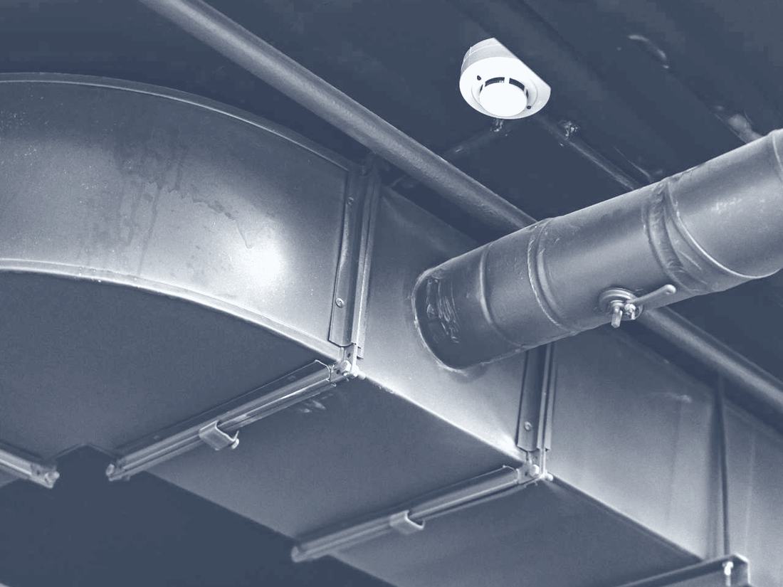 Exposed ductwork and ceiling diffuser